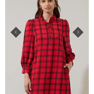 NWT Woodland Red Paid Lorna Shift Mini Dress by SugarLips